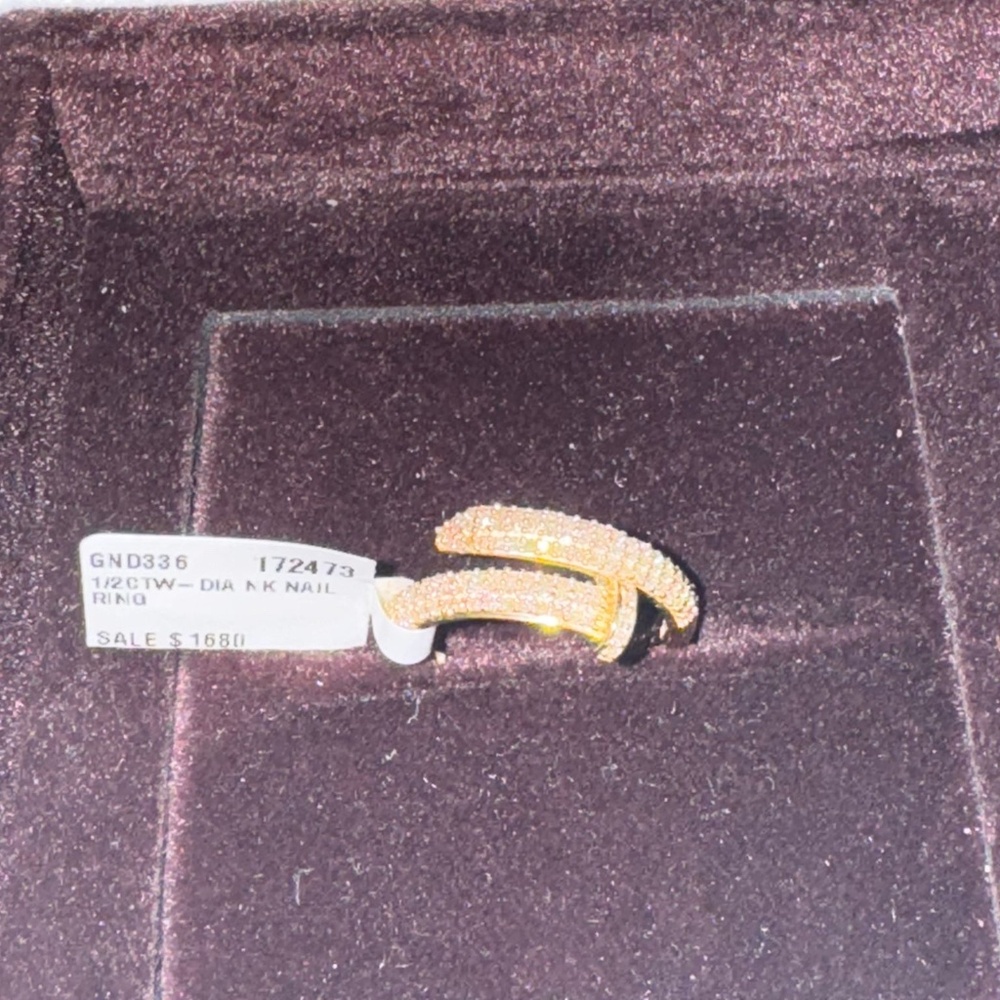 10k Solid Gold 1/2ct Real Diamond Nail Ring Luxury Custom Made Wedding Band Ring